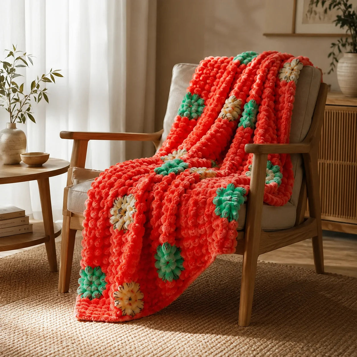 Cobija Burbuja Rojo y Verde 180x200cm de Flores