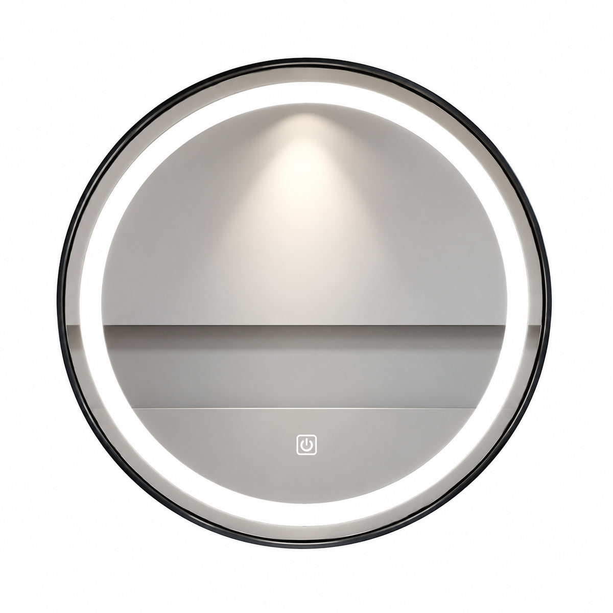 Espejo de baño LED redondo negro 80 cm con marco de aluminio y touch