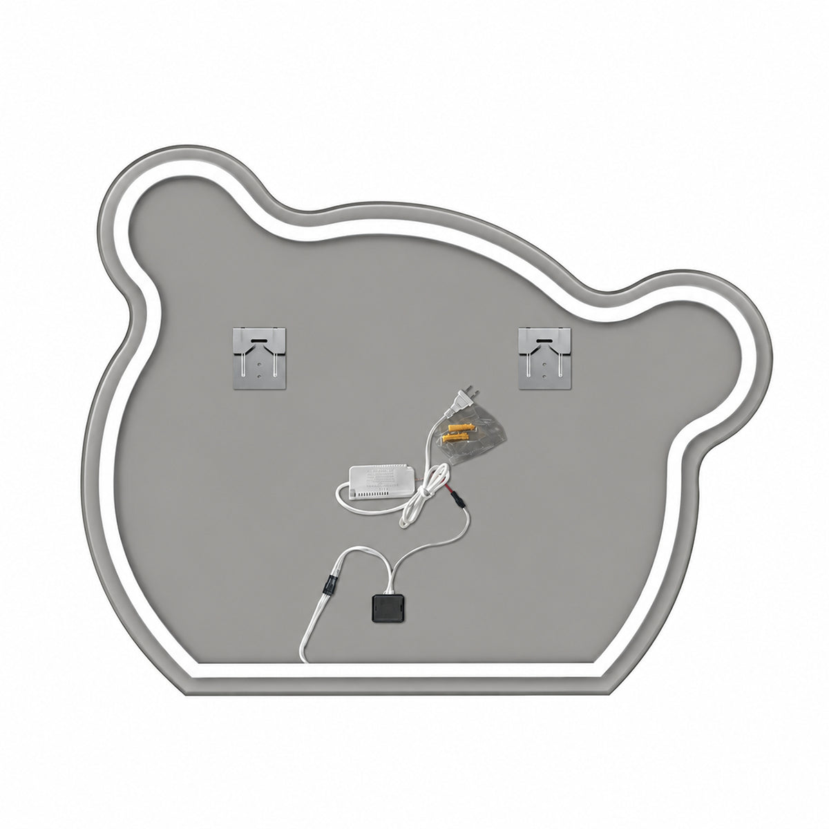 Espejo de baño LED plateado en forma de oso 75x60 cm con luz multitemperatura