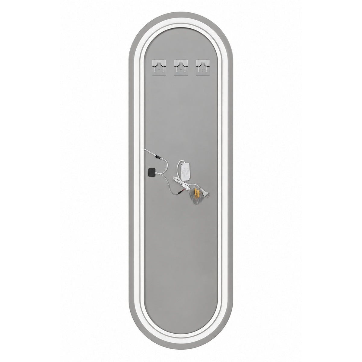 Espejo de baño ovalado plateado LED 160x50 cm con luz multitemperatura