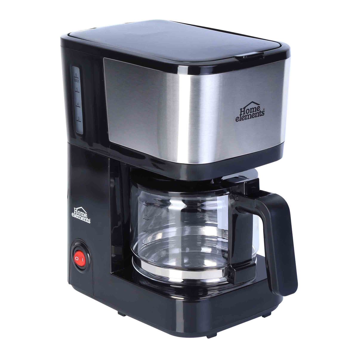 Cafetera eléctrica negra Home Elements 6 tazas 600 W con jarra de vidrio