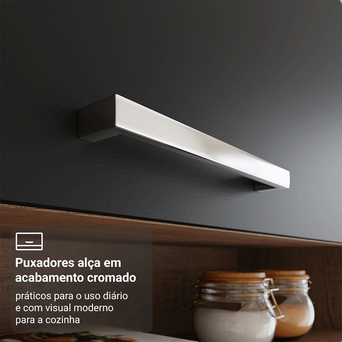 Cocina Integral Deli Marrón y Negro 220x186cm con Mesón de Madera Aglomerada MDP sin Pozuelo sin Estufa y con Alacela Lado Derecho