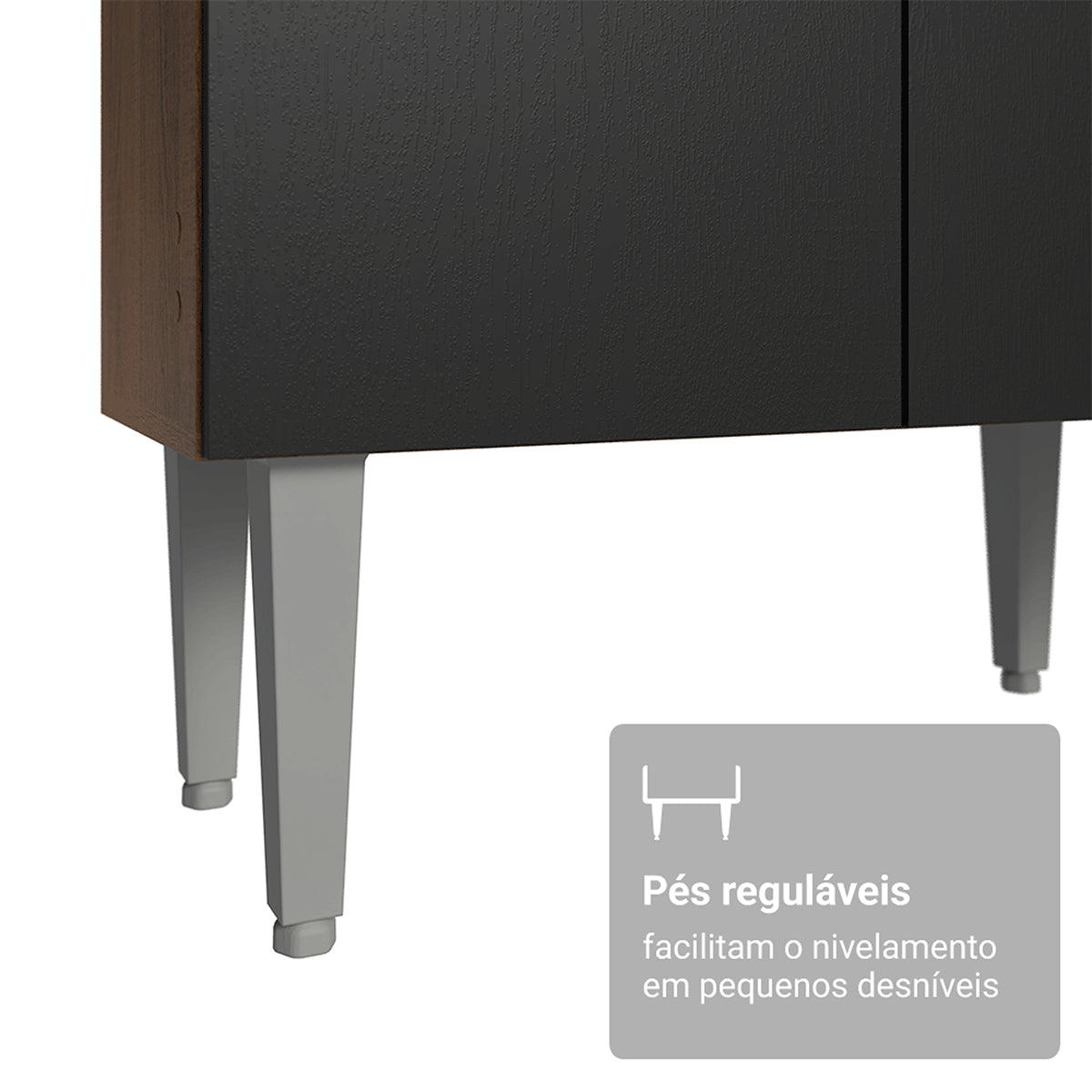 Cocina Integral Deli Marrón y Negro 220x186cm con Mesón de Madera Aglomerada MDP sin Pozuelo sin Estufa y con Alacela Lado Izquierdo