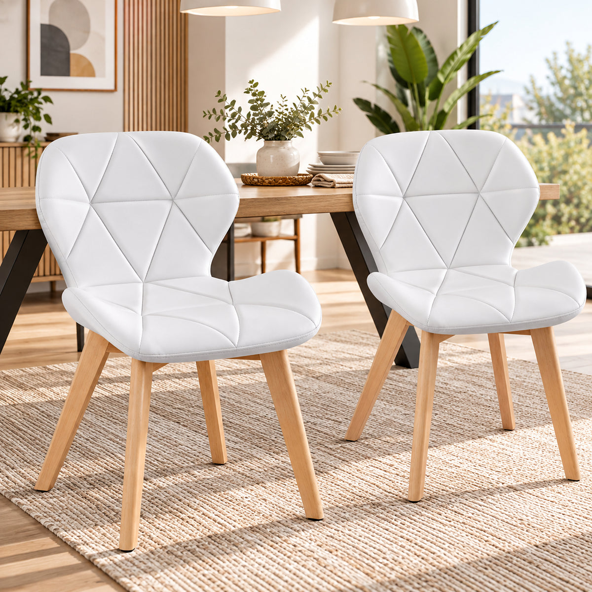 Silla de Comedor Blanco 43x72cm de Asiento Cuadrado con Espaldar y sin Apoya Brazos