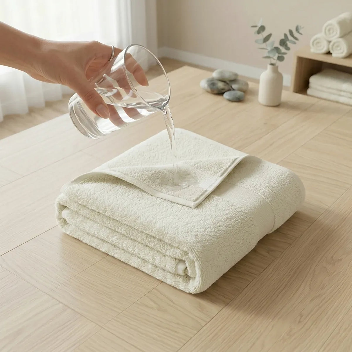 Toalla de cuerpo blanco marfil 60x120 cm en algodón 400 gsm