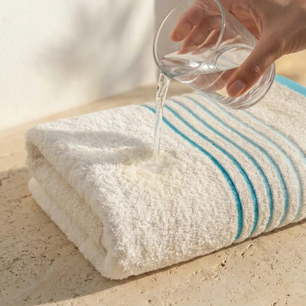 Toalla de cuerpo beige Mediterráneo en algodón 70x130 cm 550 gm