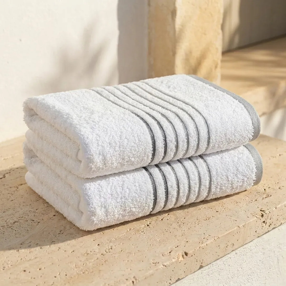 Toalla de cuerpo blanca Mediterráneo en algodón 70x130 cm 550 g