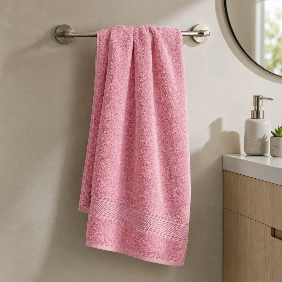 Toalla de cuerpo rosa en algodón 70x140 cm 550 g