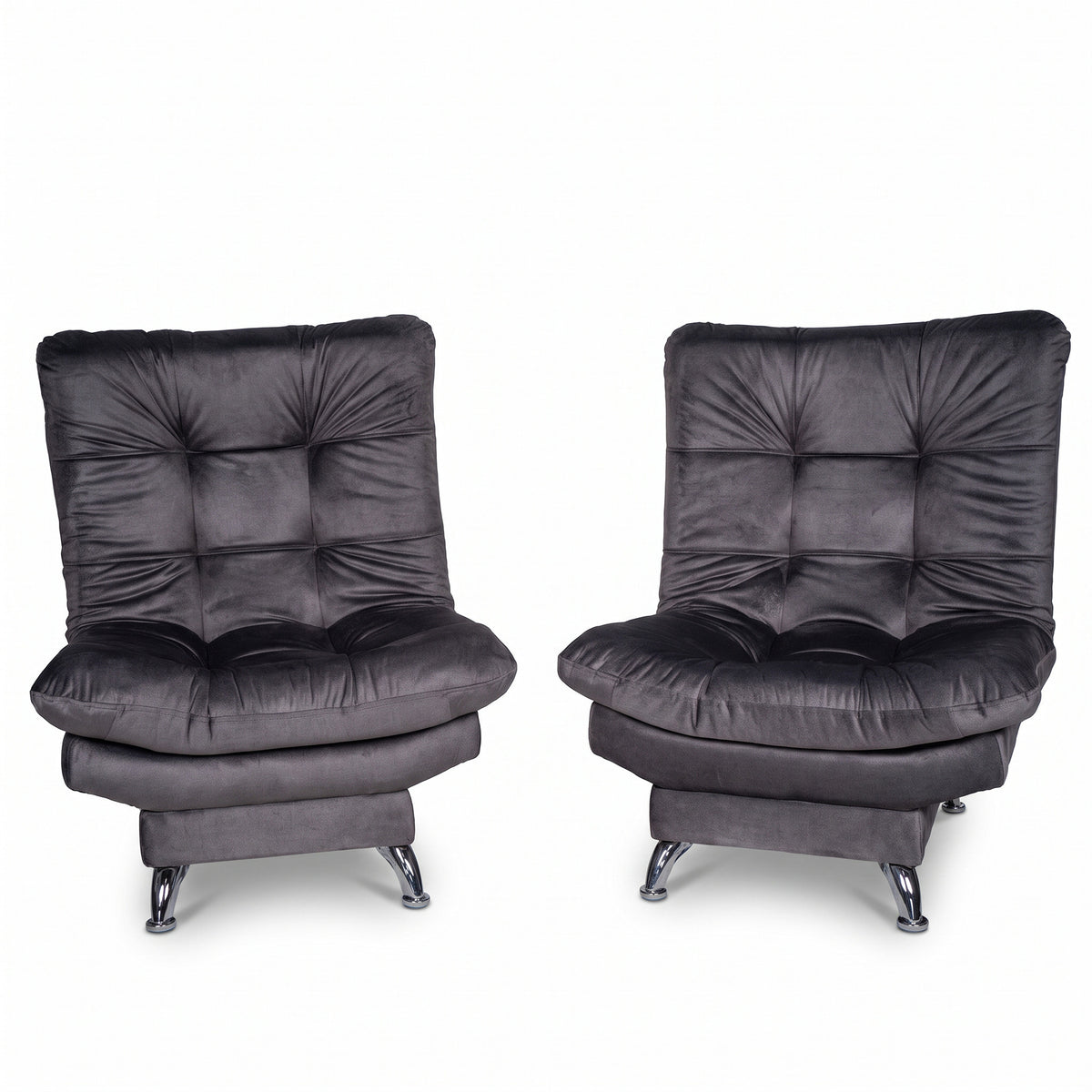 Set x2 poltronas reclinables gris oscuro en poliéster 68x90 cm
