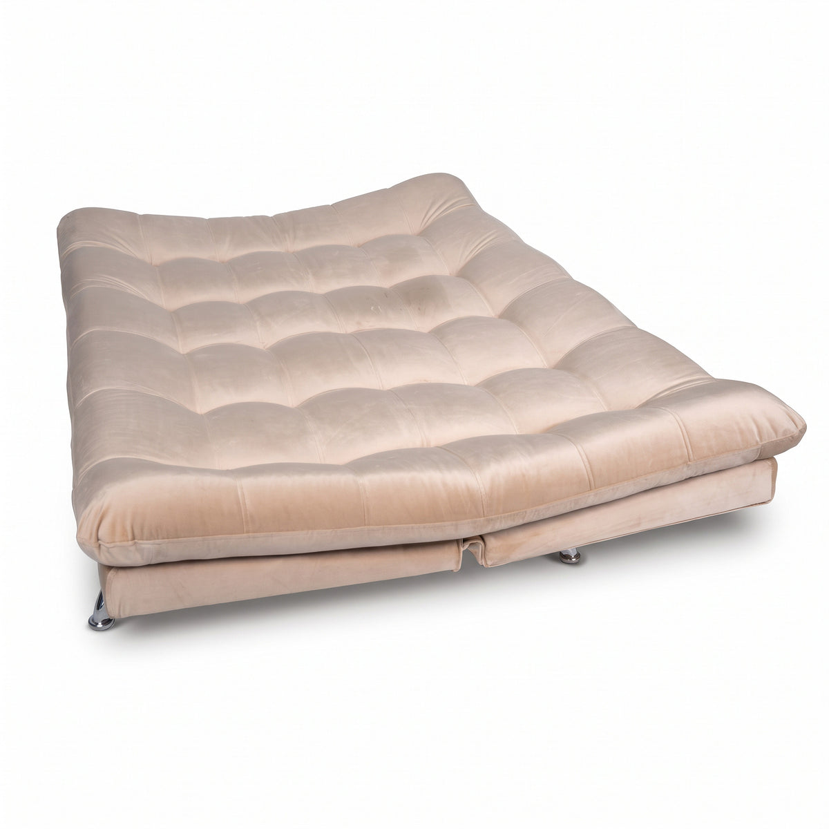 Sala sofá cama beige 6 puestos reclinable con puff 120x90 cm