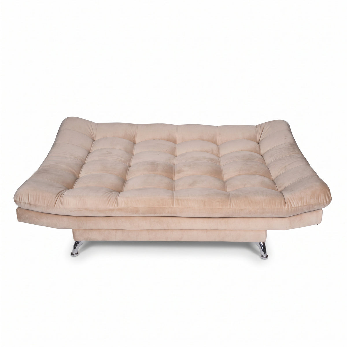 Sala sofá cama beige 6 puestos reclinable con puff 120x90 cm