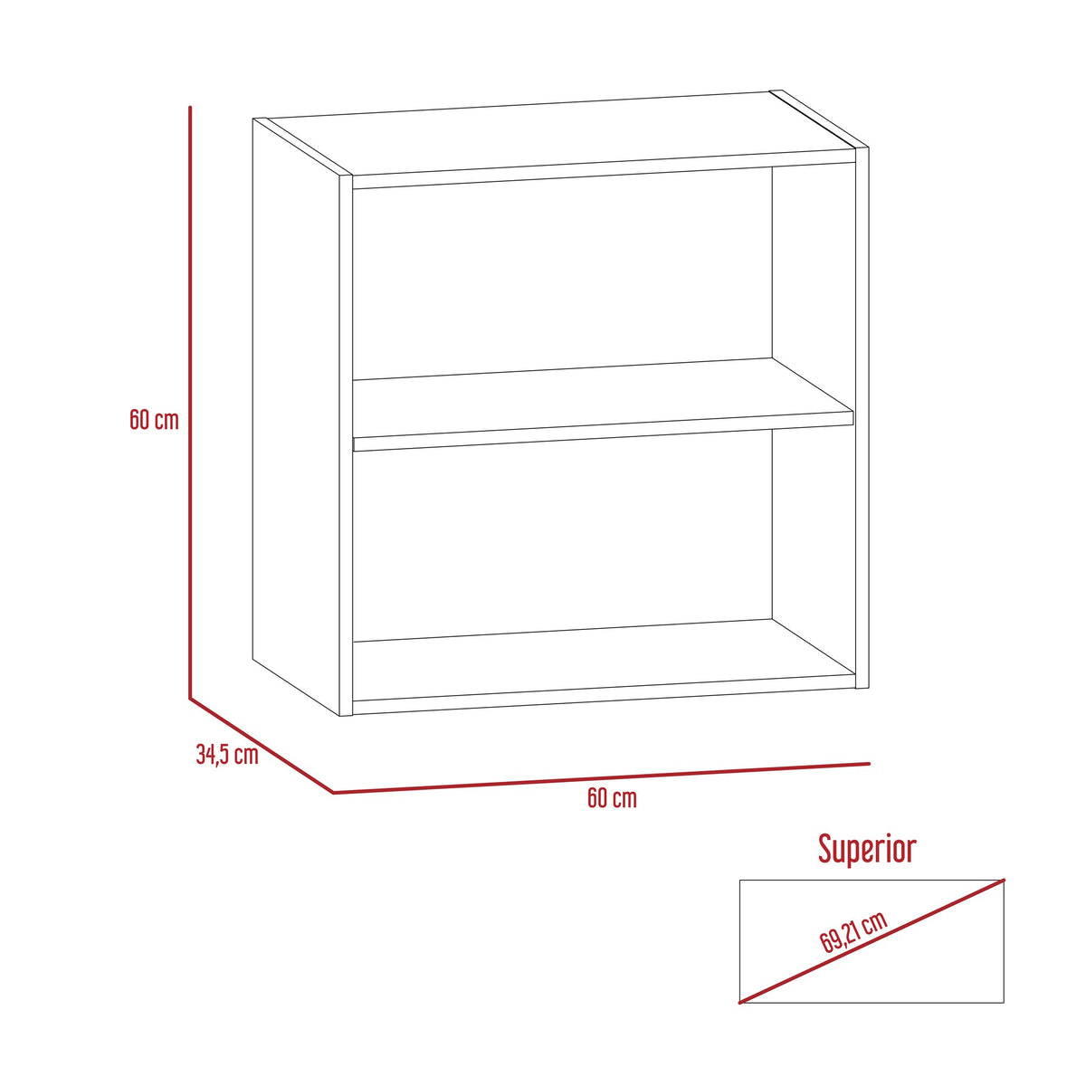 Mueble superior de cocina blanco Rossi en MDP 60x60 cm