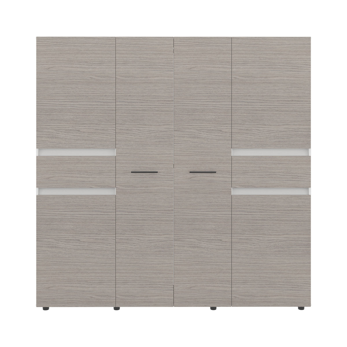 Clóset Berino moderno Positano y blanco 200x200 cm con 6 puertas y 2 cajones
