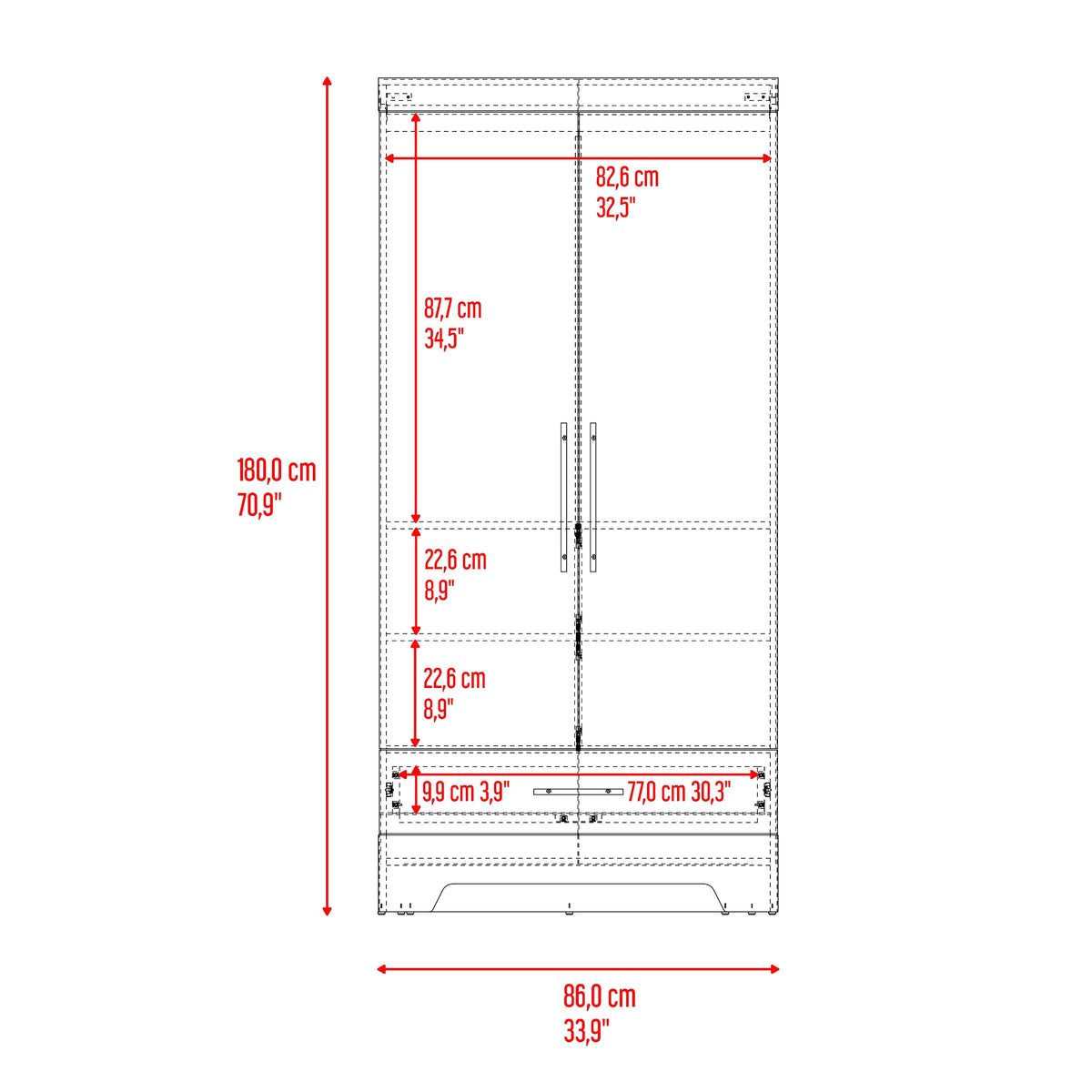 Clóset Essent blanco fresno y capri en MDP 86x180 cm con 2 puertas y cajón