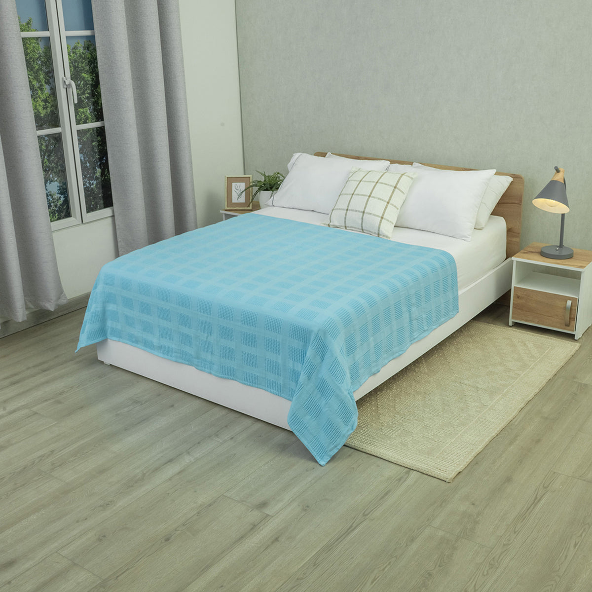Sobrecama azul aguamarina Elegant 150x200 cm en algodón 100