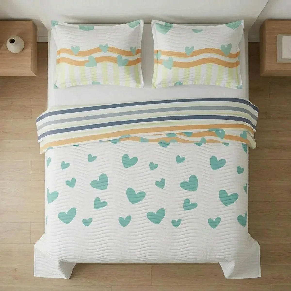 Cubrelecho Entre Dos Amores estampado king 200x200 cm doble faz en microfibra