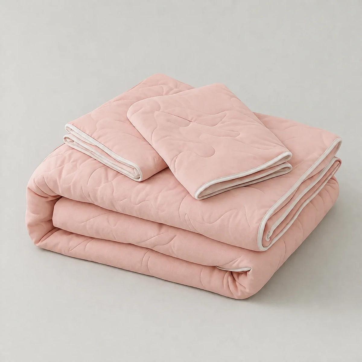 Cubrelecho acolchado Cotton Sense king rosa y blanco doble faz en microfibra 200x200 cm