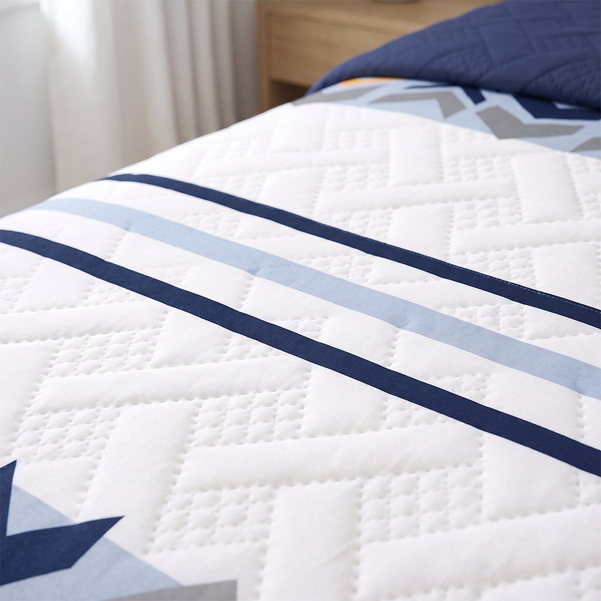 Cubrelecho para cama doble azul oscuro Vanguardia Zafiro en microfibra 140x190 cm termosellado