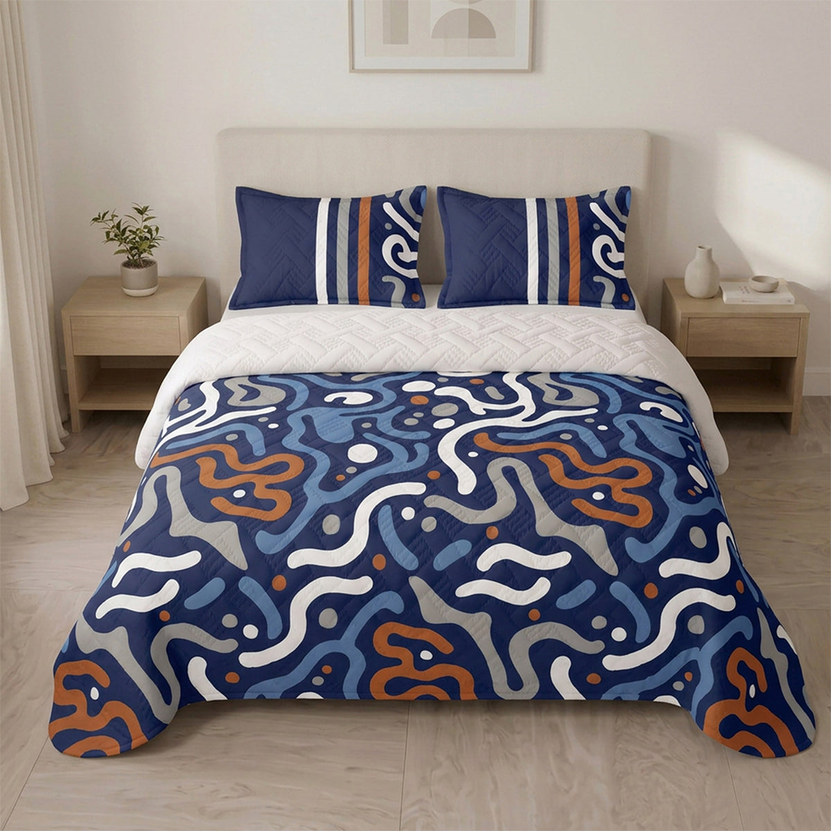 Cubrelecho sencillo azul oscuro Vanguardia Zafiro en microfibra 100x190 cm termosellado
