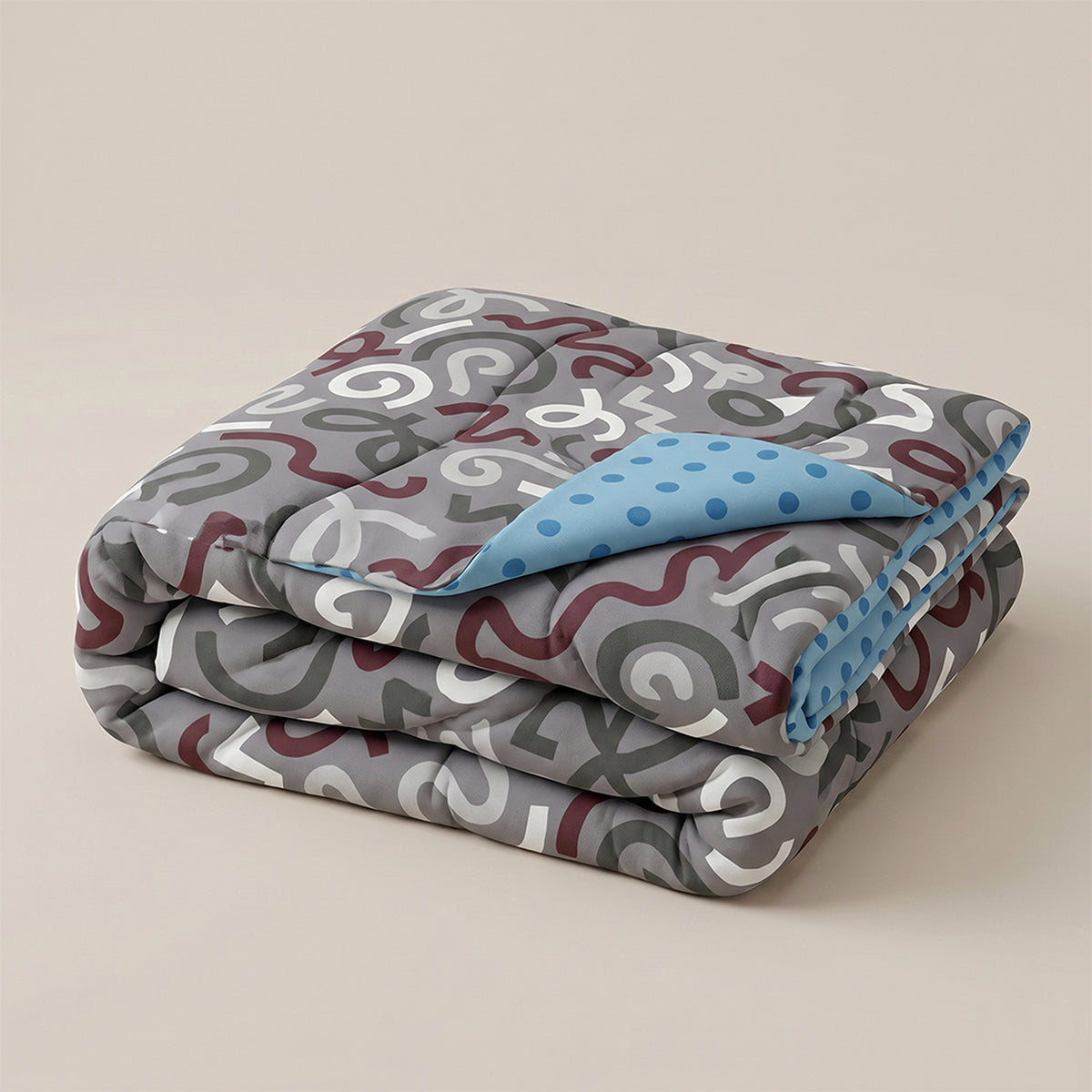 Cubrelecho para cama doble gris oscuro y azul 140x190 cm en microfibra doble faz