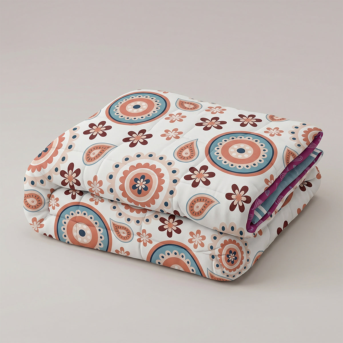 Cubrelecho para cama doble blanco y fucsia 140x190 cm doble faz en microfibra