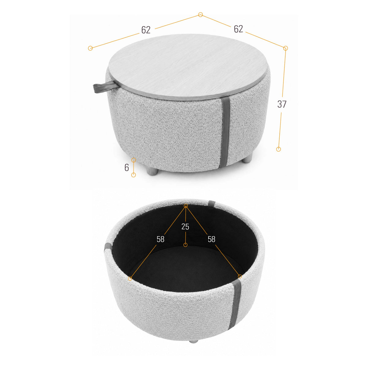 Mesa de centro baúl Bari plata oasis 62x37 cm tapizada en tela
