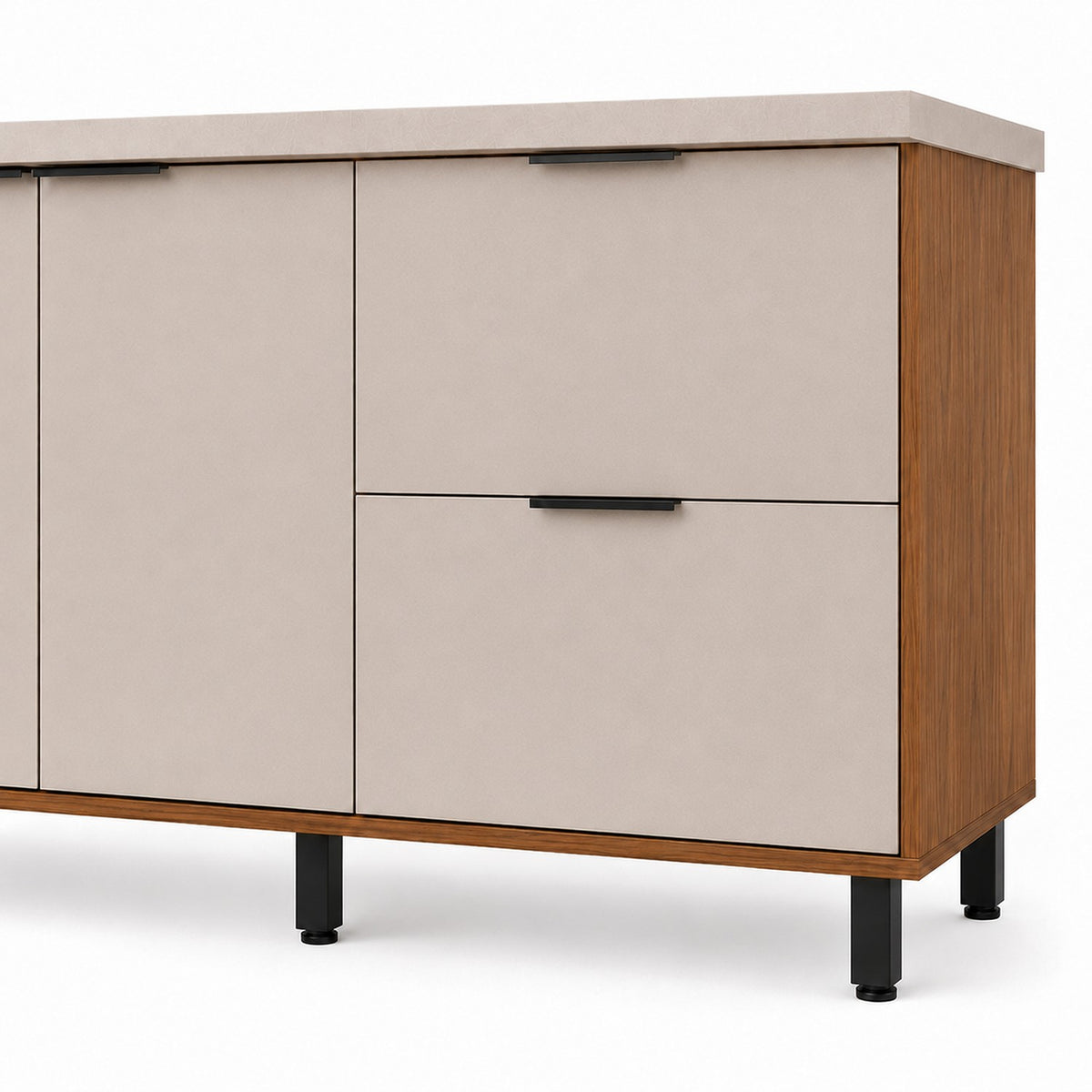 Cocina Ibiza Natural y Blanco Apagado 160x163.5cm con Cuatro Puertas sin Mesón y Sin Estufa