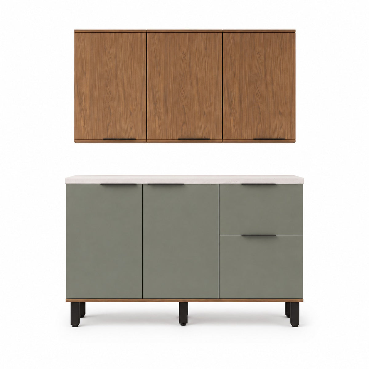 Cocina Sicilia Natural y Olivia 120x163cm con Cuatro Puertas sin Mesón y Sin Estufa