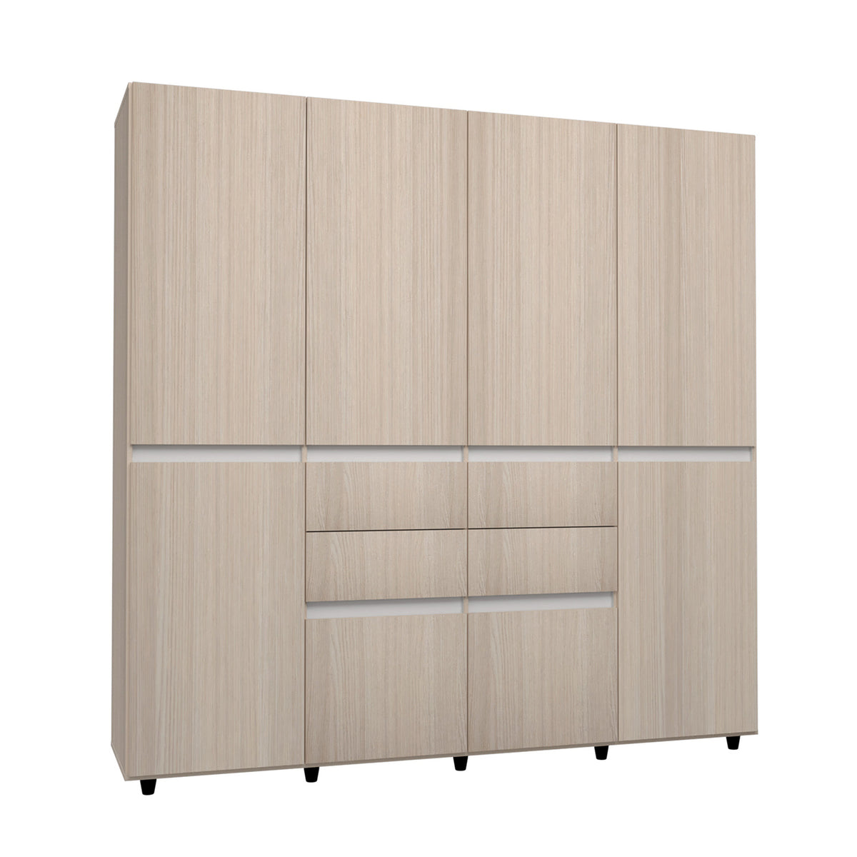 Armario arena y blanco 200x200 cm con 6 puertas y 4 cajones
