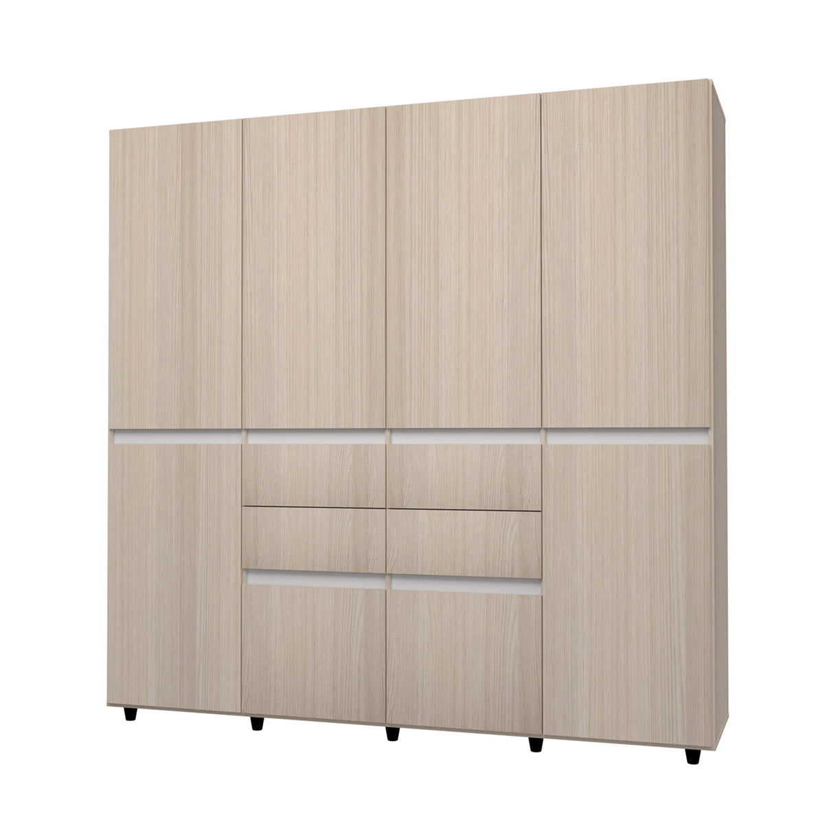 Armario arena y blanco 200x200 cm con 6 puertas y 4 cajones