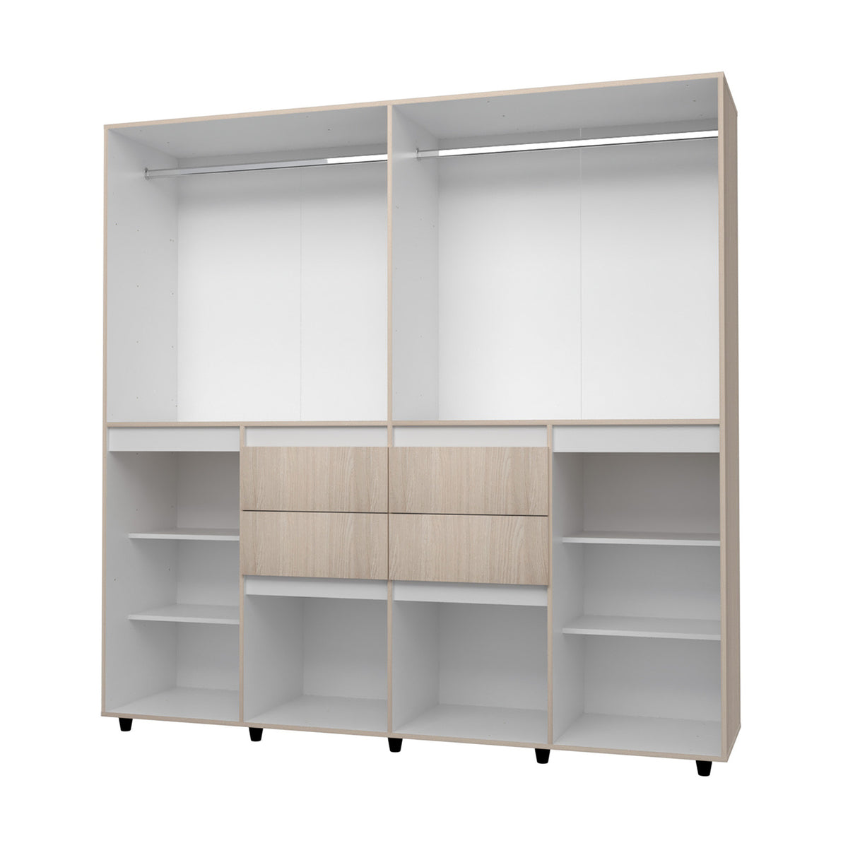 Armario arena y blanco 200x200 cm con 6 puertas y 4 cajones