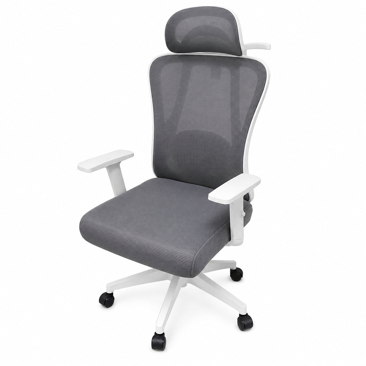 Silla de oficina azul aguamarina en malla con cabecero ajustable y ruedas 65x120 cm