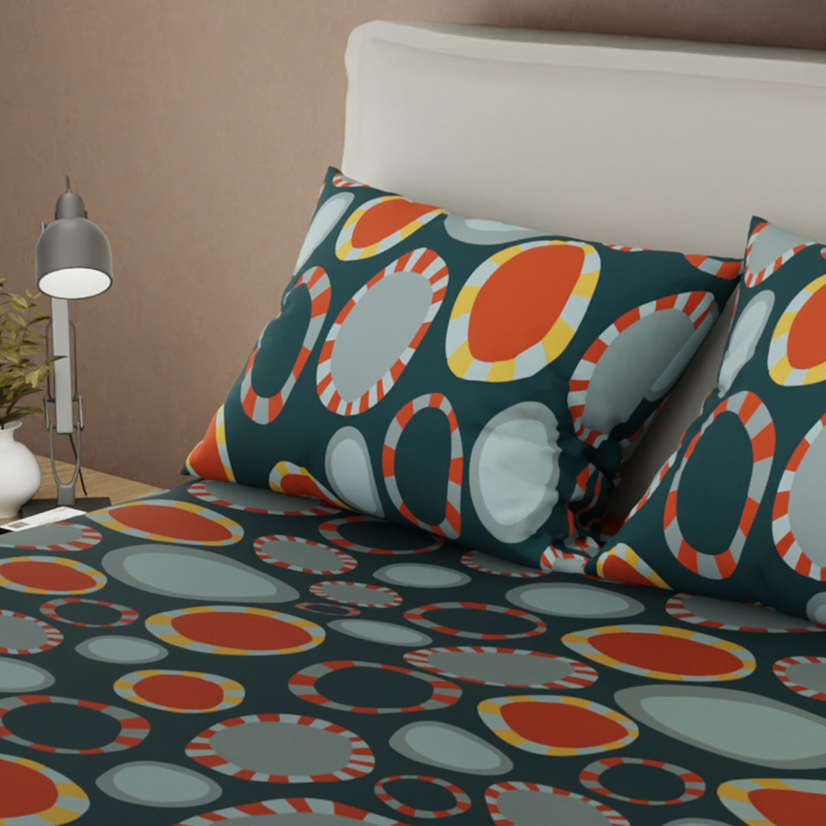 Juego de sábanas Dynamic Stripes para cama doble azul oscuro con cortina en microfibra 140x190 cm
