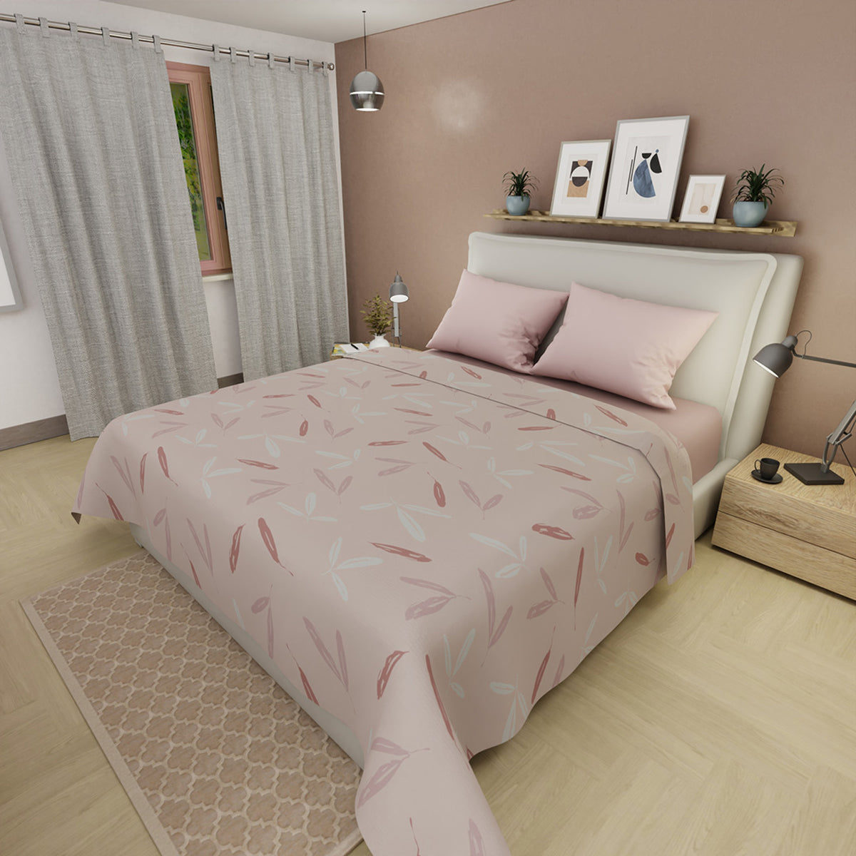 Juego de sábanas Sospiri di Natura king rosado claro en microfibra suavizada 200x200 cm