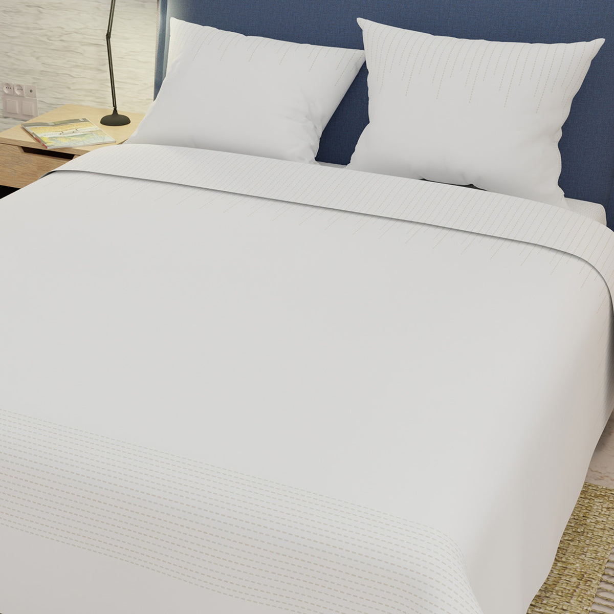 Sábana plana para cama doble blanca Signature 140x190 cm 250 hilos algodón y microfibra