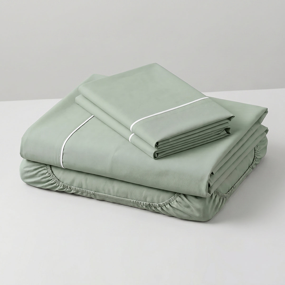 Sábana Básicos para cama doble verde grisáceo en microfibra suavizada 140x190 cm con elástico