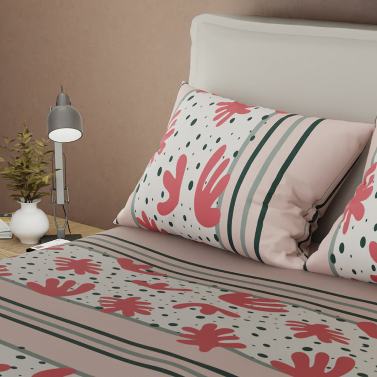 Juego de sábanas Forma Activa para cama doble beige claro en microfibra 140x190 cm 4 piezas