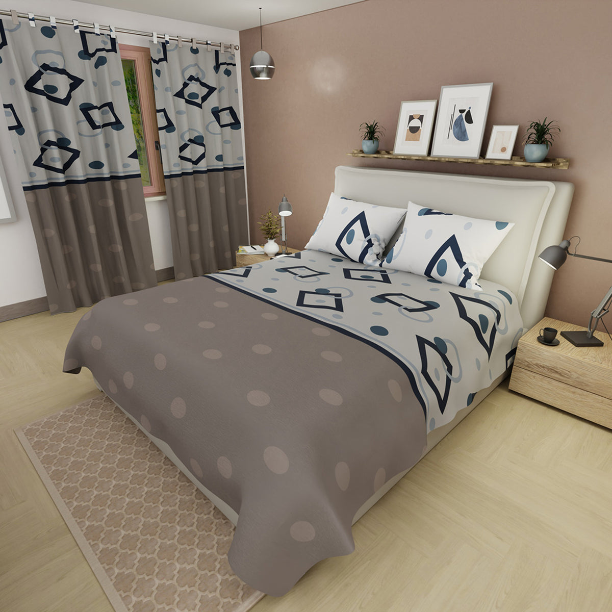 Juego de sábanas Diamonds queen gris claro en microfibra 160x190 cm