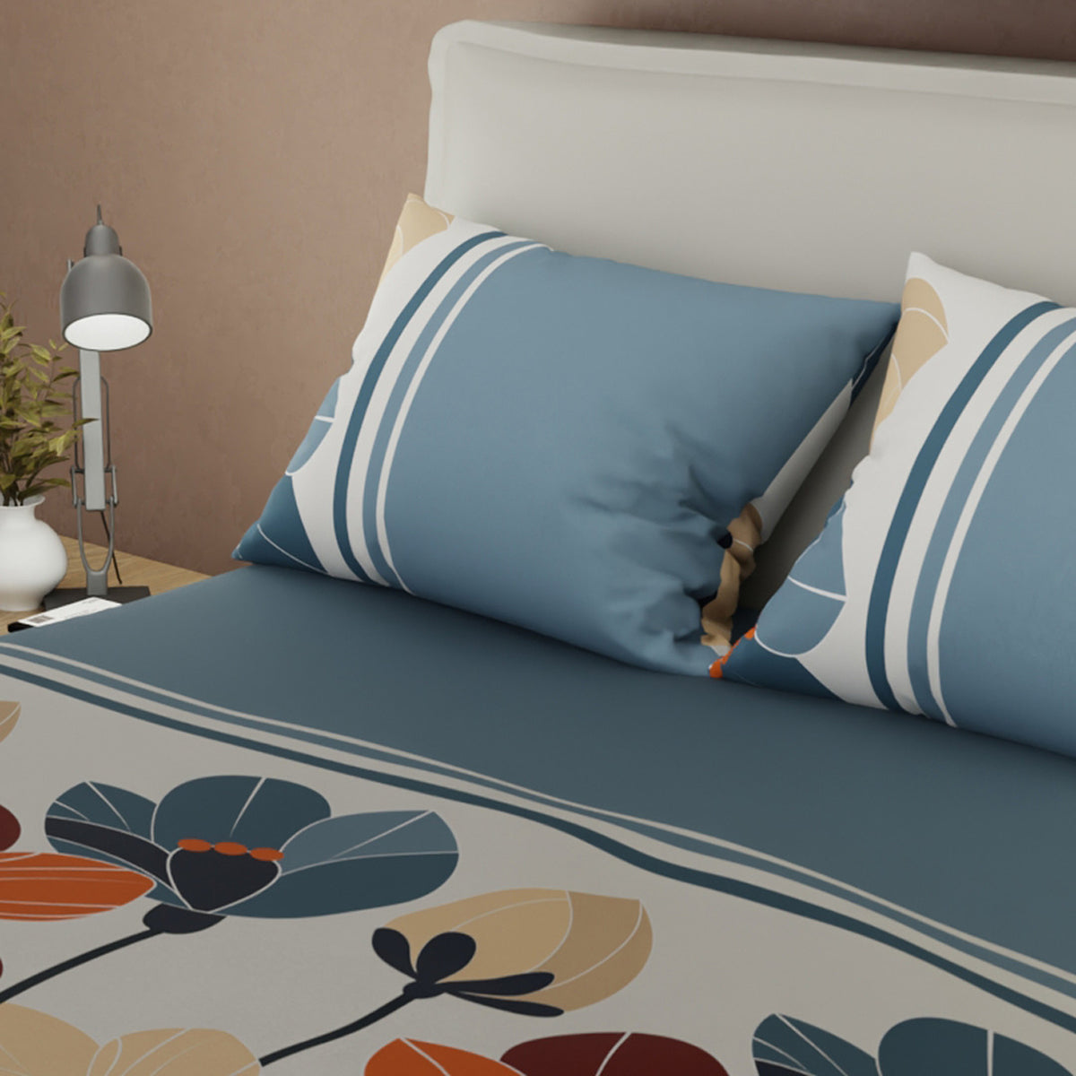 Juego de sábanas Pradera Avellana queen 160x190 cm en microfibra