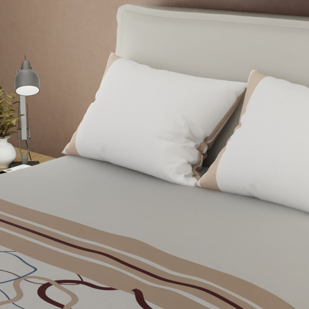 Juego de sábanas Vanguardia para cama doble gris claro en microfibra 140x190 cm