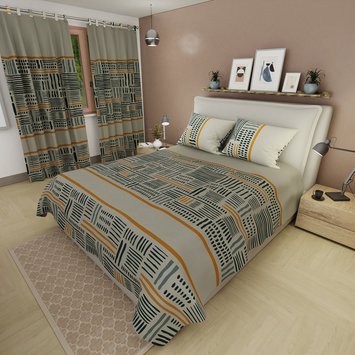 Juego de sábanas Símbolo Marino para cama doble verde salvia microfibra 140x190 cm