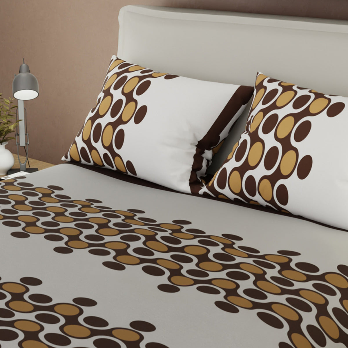 Juego de sábanas Esferas para cama doble gris claro microfibra 140x190 cm