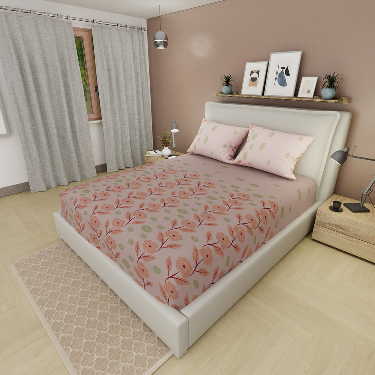 Sábana ajustable Dulce Primavera sencilla palo de rosa microfibra 100x190 cm