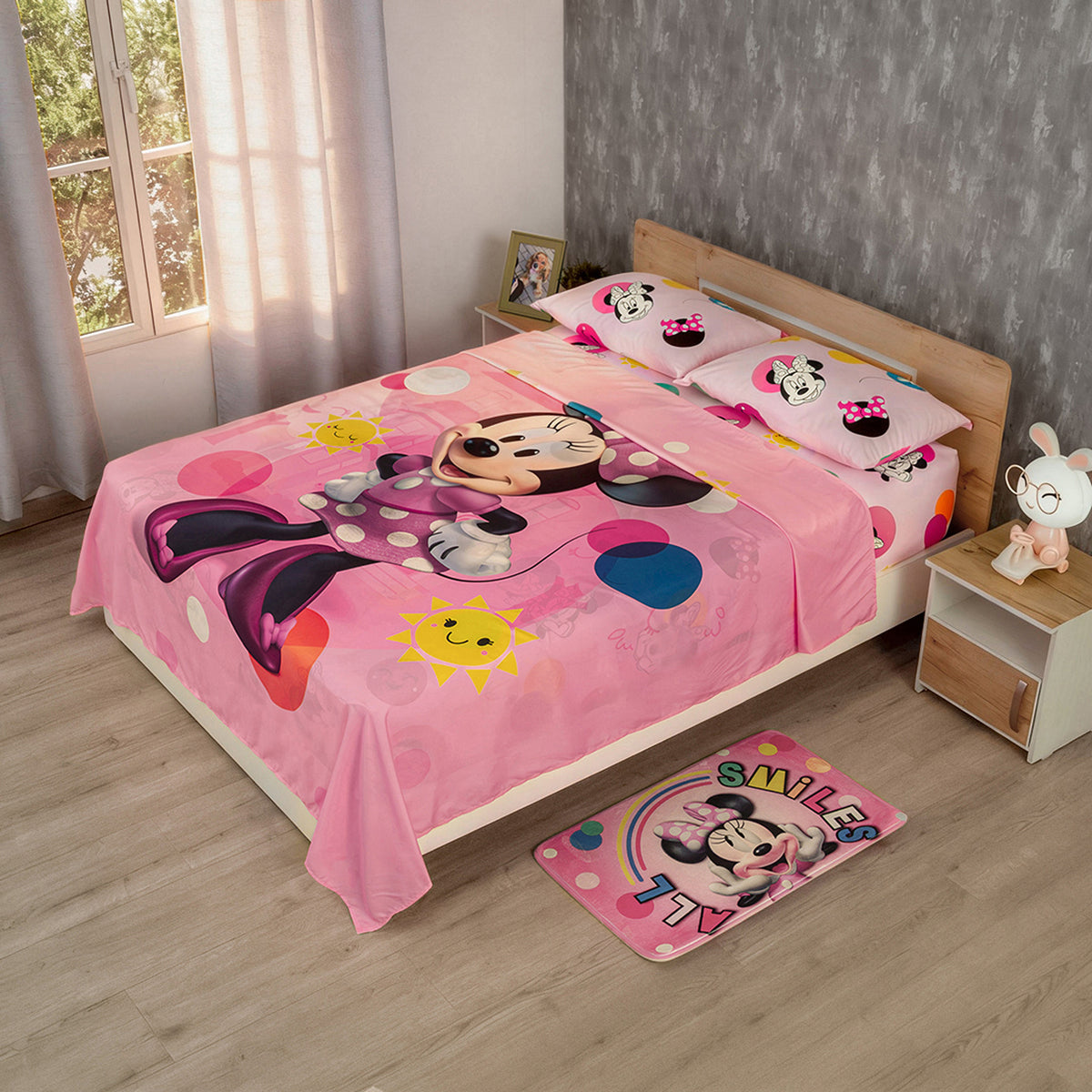 Juego de sábanas Core Disney infantil rosado Minnie semidoble 120x190 cm poliéster