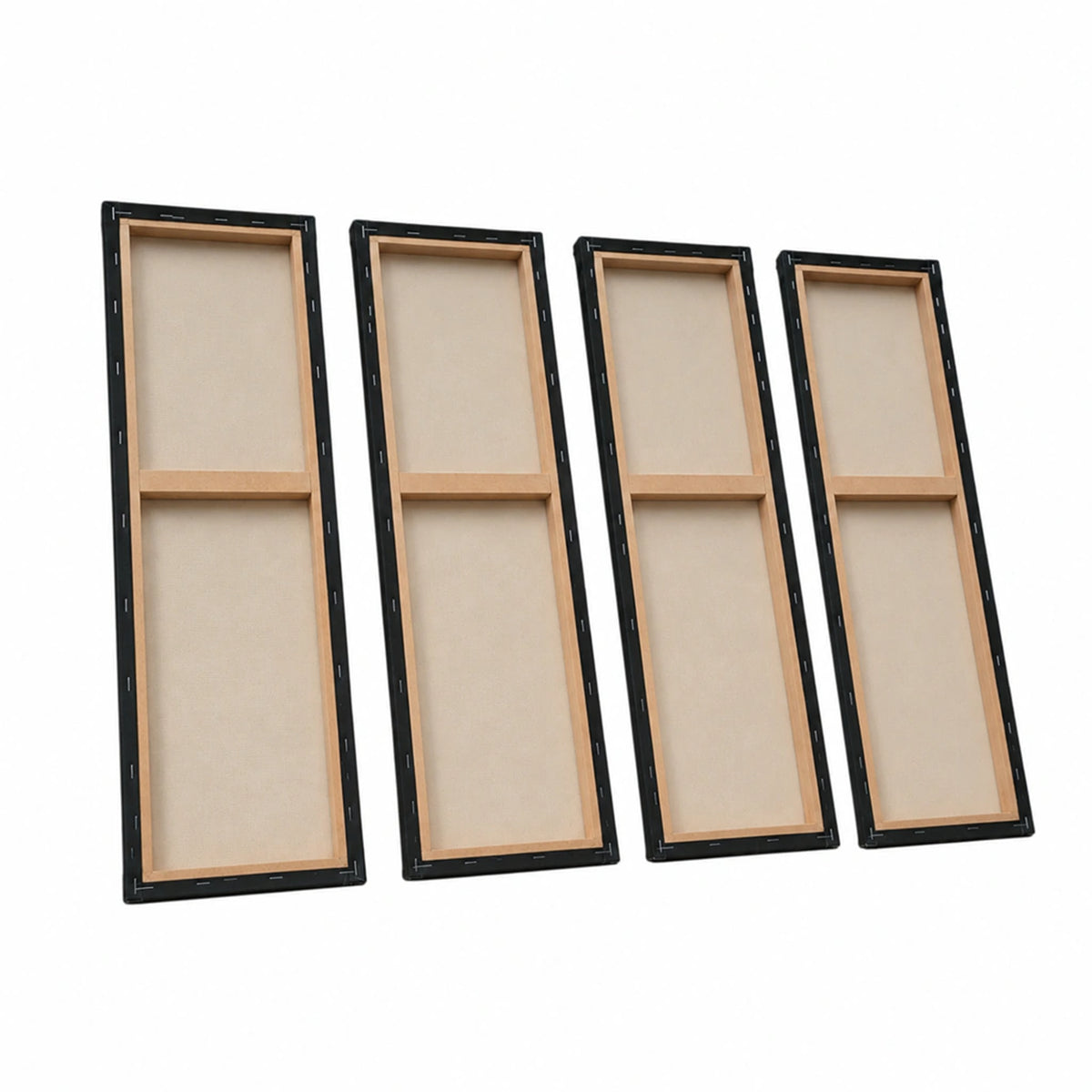 Lienzo Set 4 Cuadros Decorativos Siluetas Femeninas Arte Vitral 18x60cm cu
