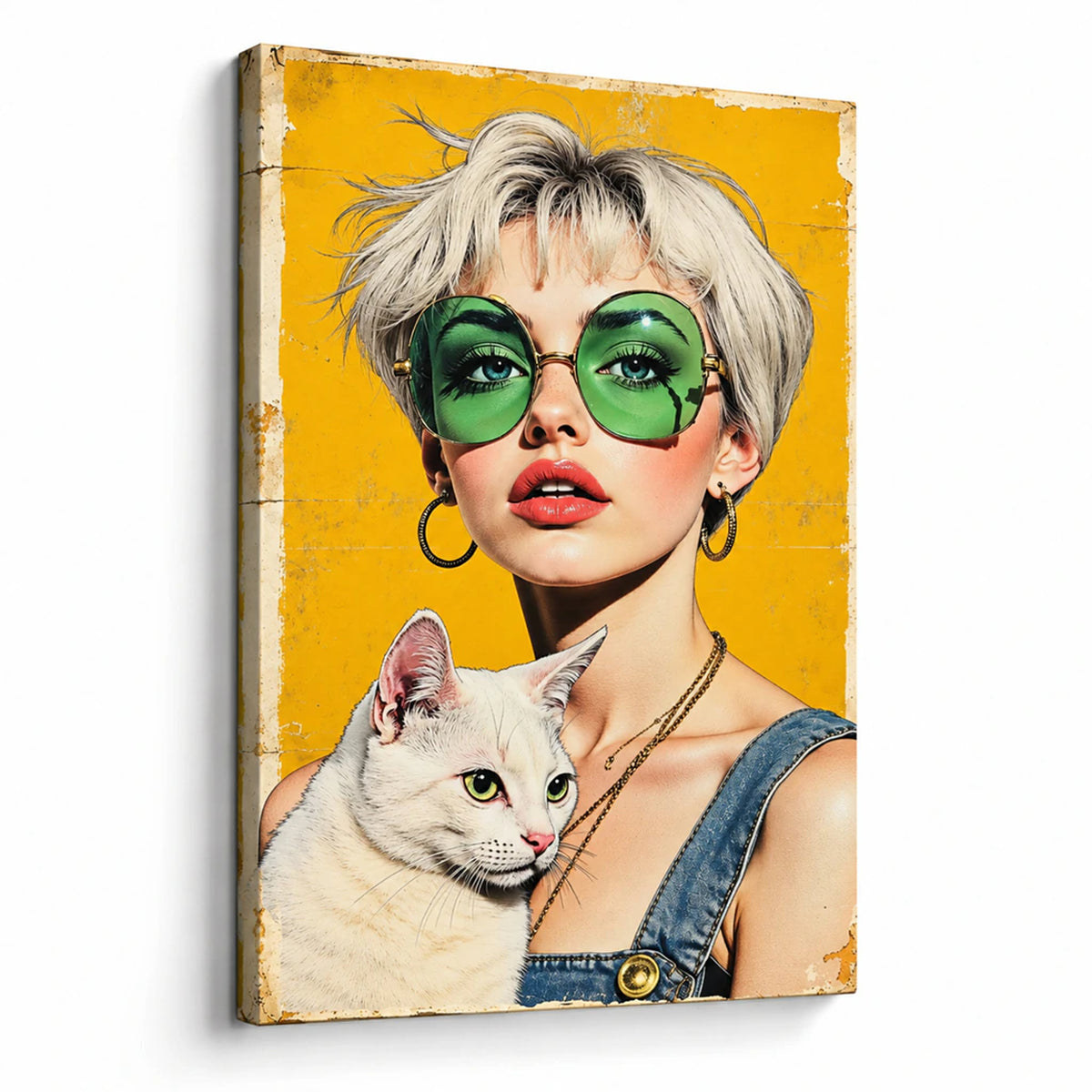 Lienzo Cuadro Decorativo Retrato Pop Amor Gatuno 60x43cm