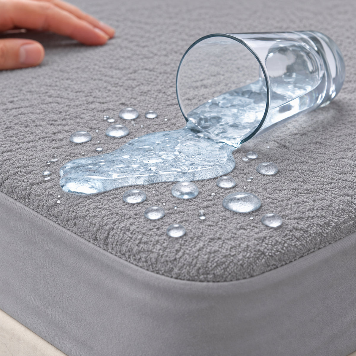 Combo protector de colchón sencillo gris impermeable 100x190 cm y protector de almohada Terry
