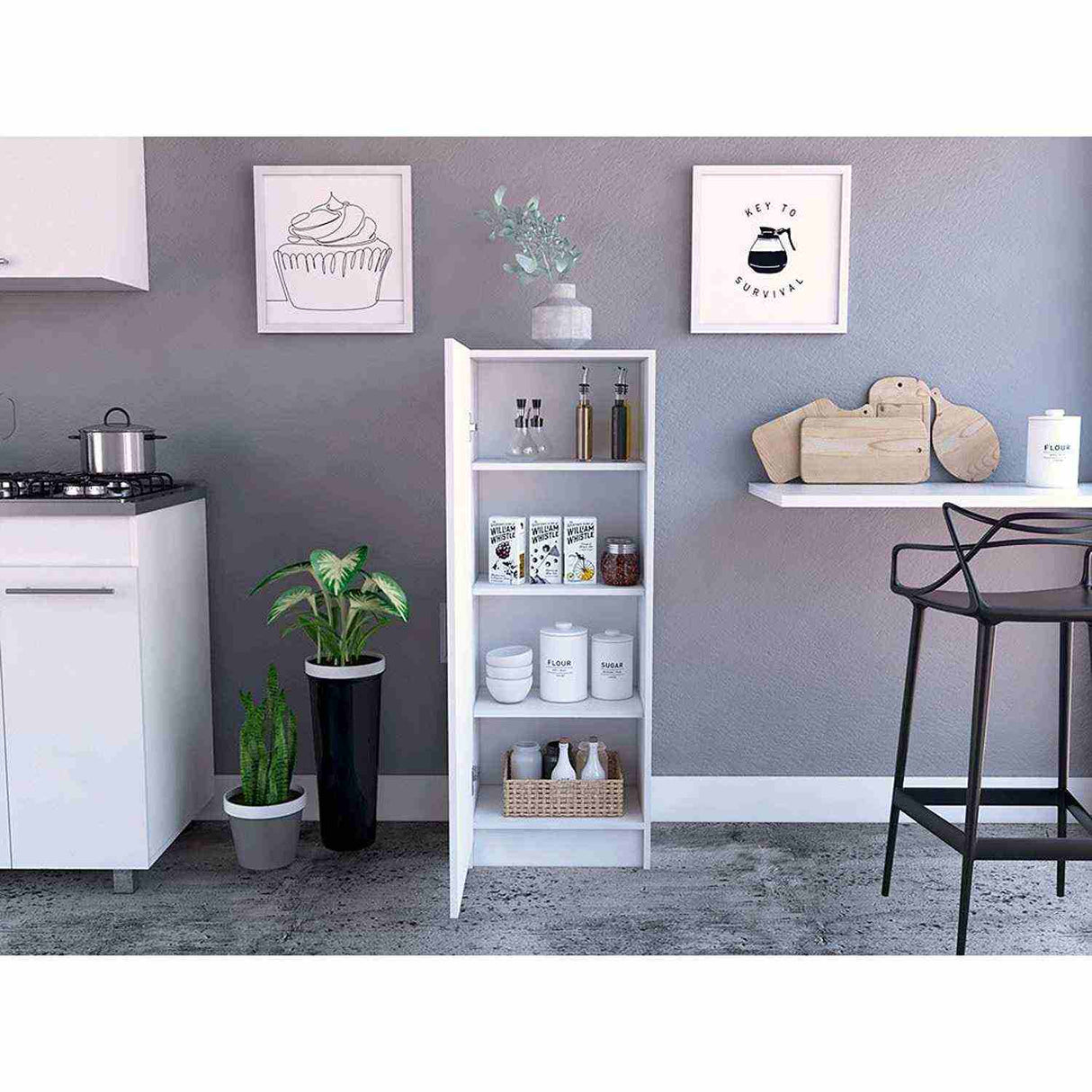 Alacena Balleria Blanco 43 cm con Una Puerta - Muebles Organizadores | Bylmo