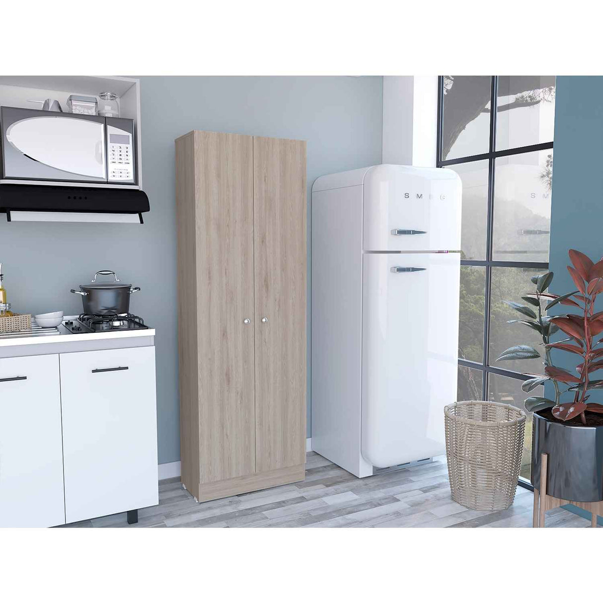 Alacena Flerbruk Ceniza 60 cm con Dos Puertas y Cuatro Entrepaños - Alacenas y Muebles Microondas | Bylmo