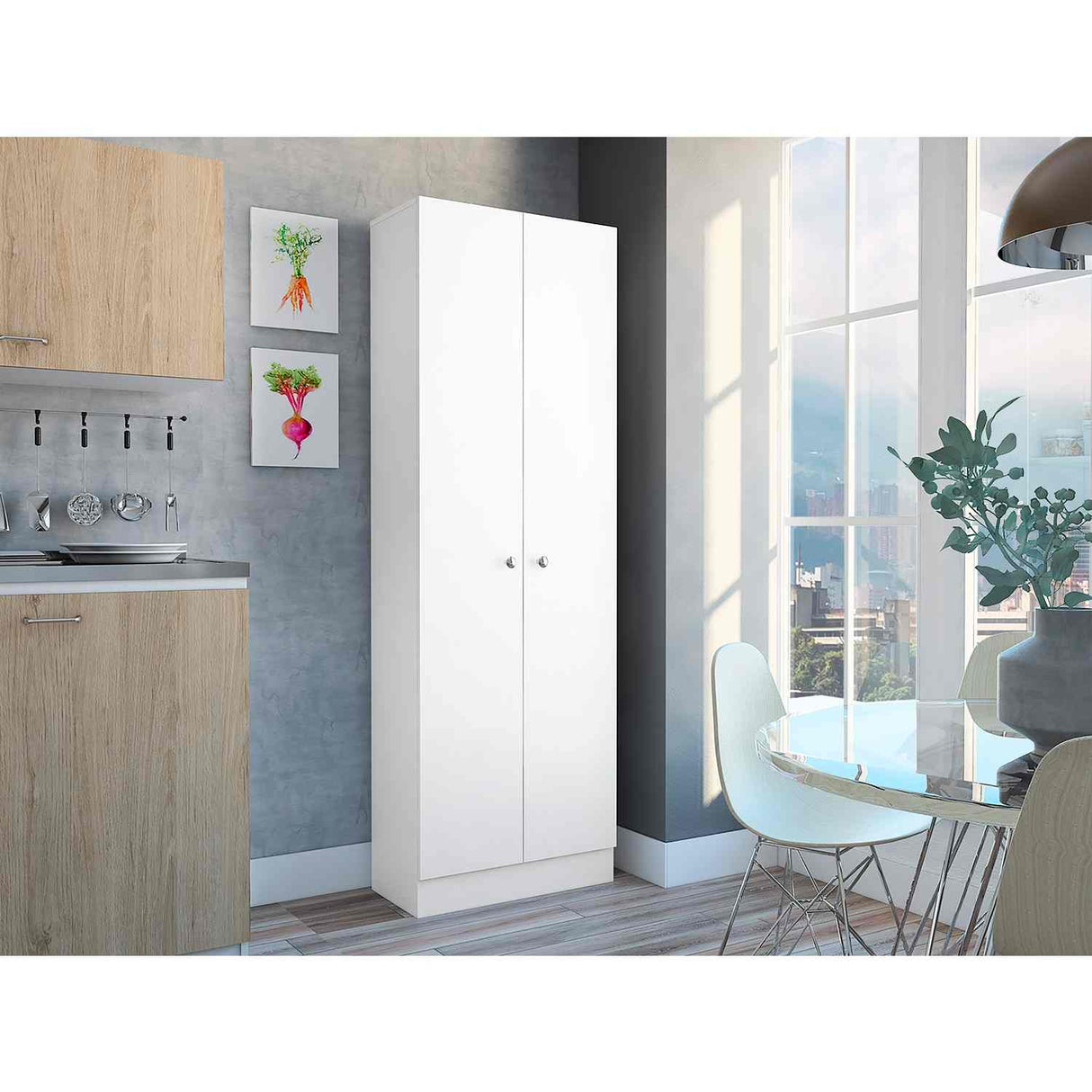 Alacena Hamburg Blanco 60 cm con Dos Puertas - Muebles Organizadores | Bylmo